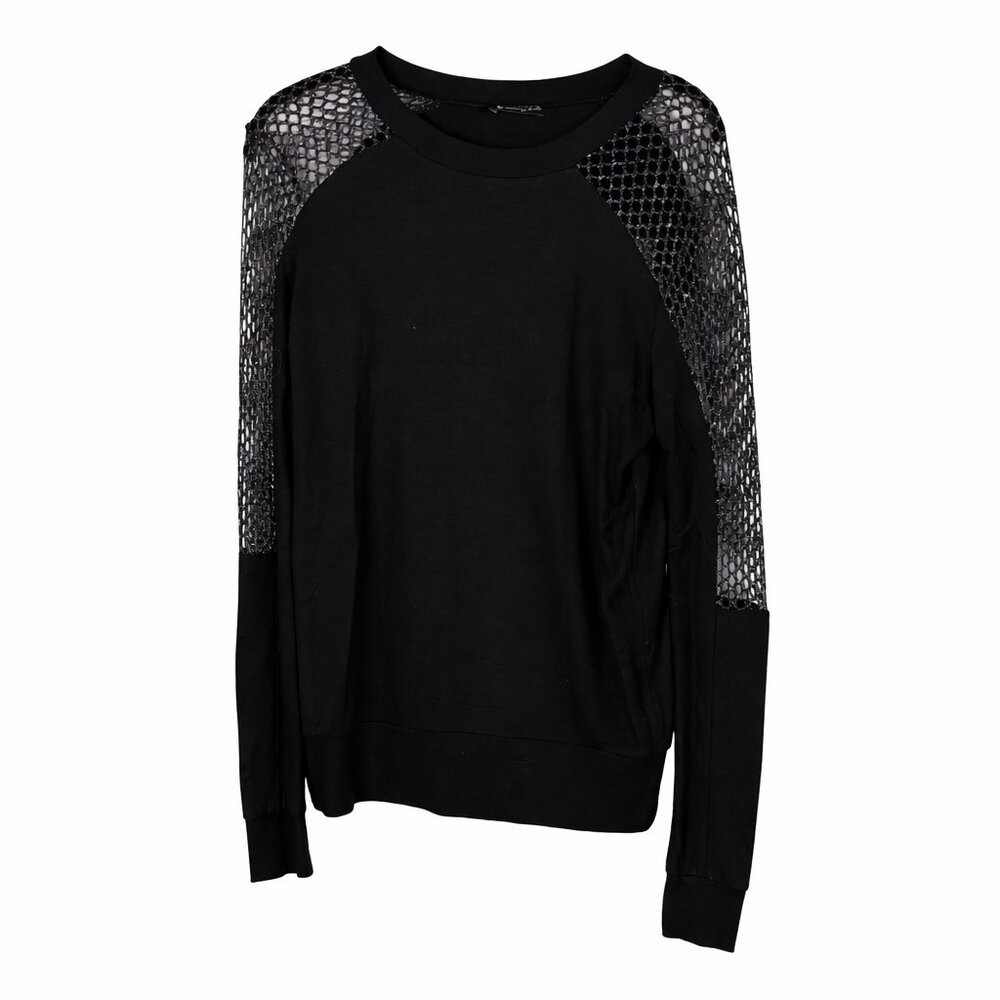 Torn by Ronny Kobo Black and Lace Metallic Mini Dress Small / Long Top
